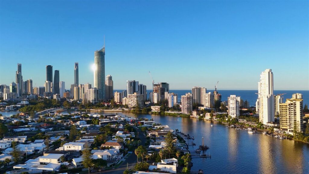 Aerial view of the Gold Coast skyline in Australia